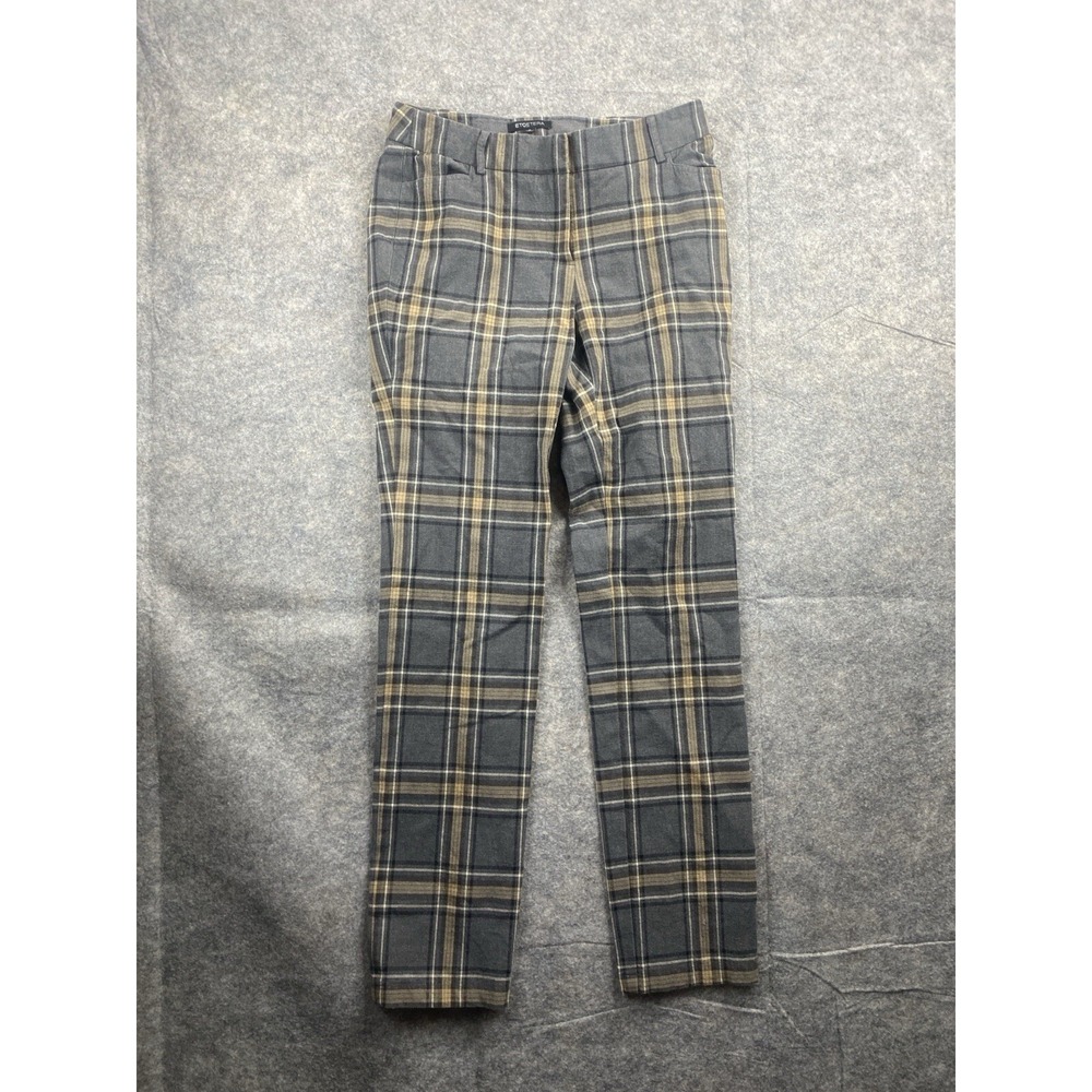 Etcetera Women's Size 0‎ Modern Gray Plaid Fitted Dress Pants Stretch Minimalist